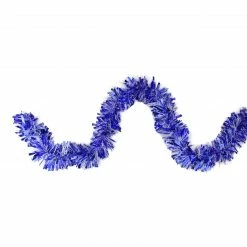 Northlight 12' X 3" Shiny Blue And Snowblush Wide Cut Tinsel Christmas Garland - Unlit