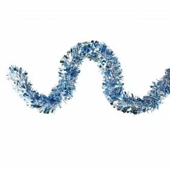 Northlight 12' X 3" Silver And Blue Tinsel Wide Cut Artificial Christmas Garland - Unlit