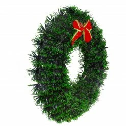 Northlight 17-Inch Pre-Lit Green Tinsel Artificial Christmas Wreath With Bow - Clear LED Lights -Wreaths & Garland shop northlight k90903 1update 65863.1665696787