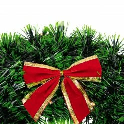 Northlight 17-Inch Pre-Lit Green Tinsel Artificial Christmas Wreath With Bow - Clear LED Lights -Wreaths & Garland shop northlight k90903 3new 70123.1665696786