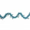 Northlight 50' X 2" Turquoise Blue And Silver Christmas Tinsel Garland With Snowflakes - Unlit