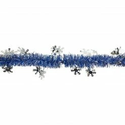 Northlight 50' X 2" Royal Blue And Silver Christmas Tinsel Garland With Snowflakes - Unlit -Wreaths & Garland shop northlight k94049 2 66285.1664465768