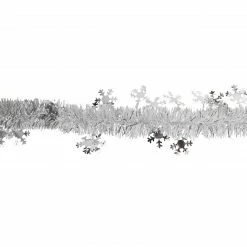 Northlight 50' X 2" White And Silver Christmas Tinsel Garland With Snowflakes - Unlit -Wreaths & Garland shop northlight k94050 2 11466.1664465769