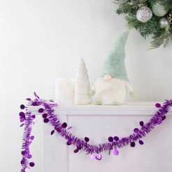 Northlight 50' X 1.5" Purple Tinsel Christmas Garland With Polka Dots - Unlit