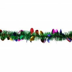 Northlight 50' X 2" Green And Multi-Color Christmas Light Bulb Wrapped Tinsel Garland - Unlit -Wreaths & Garland shop northlight k94055 2 11551.1665610757