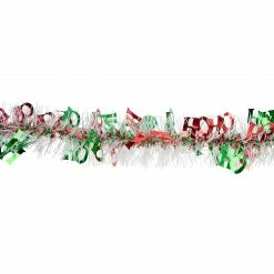 Northlight 50' X 2.5" White, Red And Green Christmas HO HO HO Wrapped Tinsel Garland - Unlit -Wreaths & Garland shop northlight k94056 2 13214.1664989123