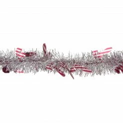 Northlight 50' X 3" Silver Christmas Candy Cane Wrapped Tinsel Garland - Unlit -Wreaths & Garland shop northlight k94057 2 76930.1665433303