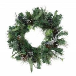 Northlight Mixed Pine With Blueberries Pine Cones And Ice Twigs Artificial Christmas Wreath - 24-Inch, Unlit