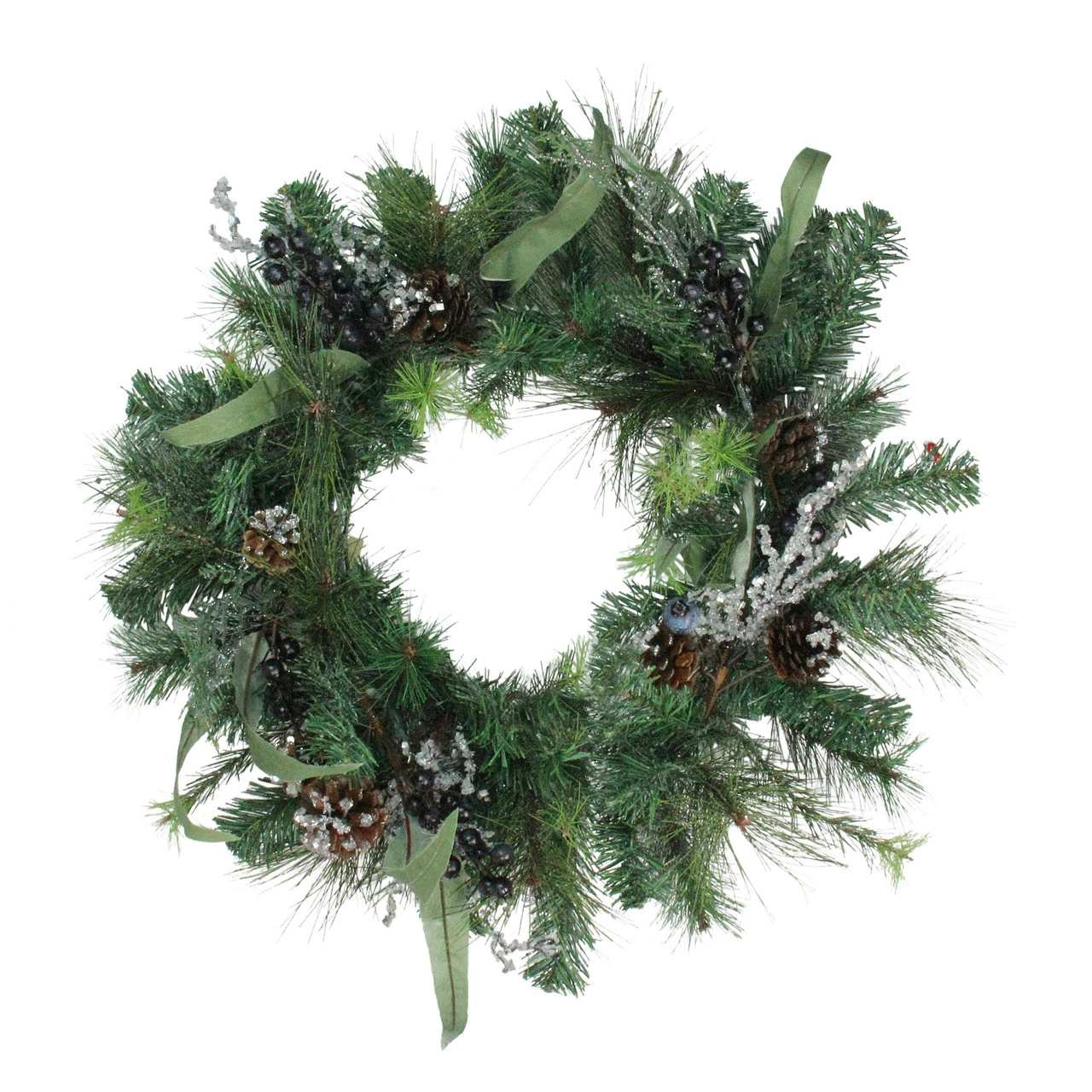 Northlight Mixed Pine With Blueberries Pine Cones And Ice Twigs Artificial Christmas Wreath - 24-Inch, Unlit 1 Northlight Mixed Pine With Blueberries Pine Cones And Ice Twigs Artificial Christmas Wreath - 24-Inch, Unlit