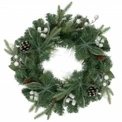 Northlight Frosted White Berry And Mixed Pine Artificial Christmas Wreath, 24-Inch, Unlit