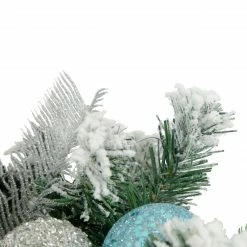 Northlight Flocked Pine With Teal And Silver Ornaments Artificial Christmas Wreath, 24-Inch, Unlit -Wreaths & Garland shop northlight kji82572 3 updated2022 02802.1665087477