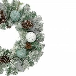 Northlight Flocked Pine With Blue And Silver Ornaments Artificial Christmas Wreath, 24-Inch, Unlit -Wreaths & Garland shop northlight kji85813 2 updated2022 10425.1664551947