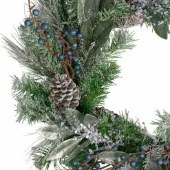 Alternative view of Northlight Mixed Pine And Blueberries Artificial Christmas Wreath -24-Inch, Unlit