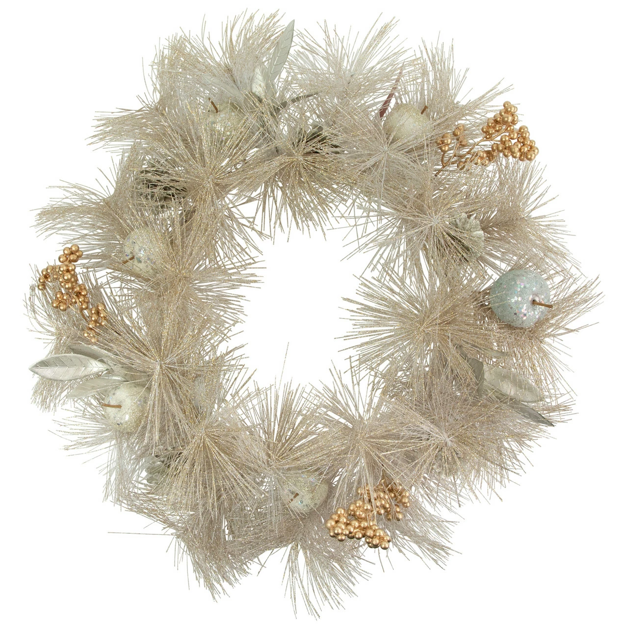 Northlight Champagne Gold Apple And Pine Needle Artificial Christmas Wreath, 24-Inch, Unlit 1 Northlight Champagne Gold Apple And Pine Needle Artificial Christmas Wreath, 24-Inch, Unlit