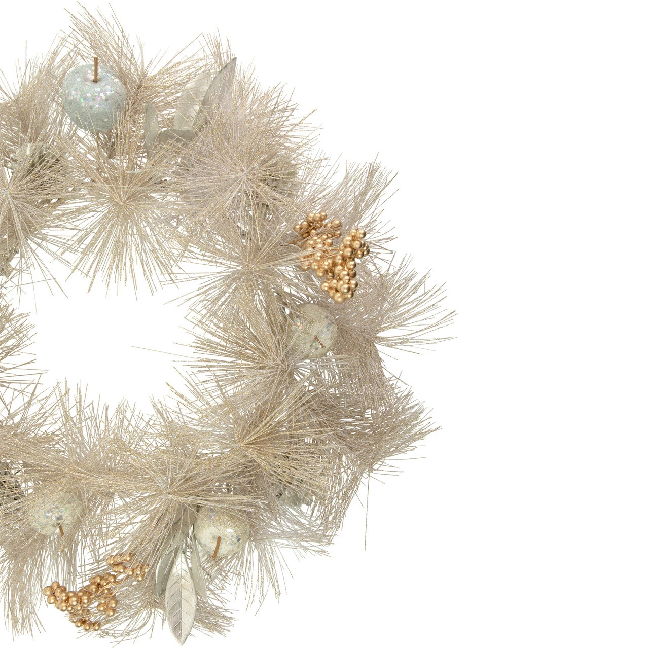 Northlight Champagne Gold Apple And Pine Needle Artificial Christmas Wreath, 24-Inch, Unlit 3 Northlight Champagne Gold Apple And Pine Needle Artificial Christmas Wreath, 24-Inch, Unlit - Image 3