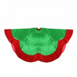 Northlight 60" Metallic Green And Red Trim Scalloped Edge Christmas Tree Skirt