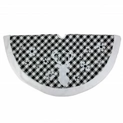 Northlight 48" Black And White Plaid Reindeer Christmas Tree Skirt