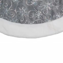 Northlight 46" Gray And Silver Sequined Christmas Tree Skirt With Faux Fur Trim -Wreaths & Garland shop northlight l27892 2 07400.1588396901