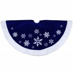 Northlight 48" Blue Velveteen Snowflake Christmas Tree Skirt With Faux Fur Trim