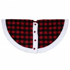 Northlight 48" Black And Red Buttoned Buffalo Plaid Christmas Tree Skirt