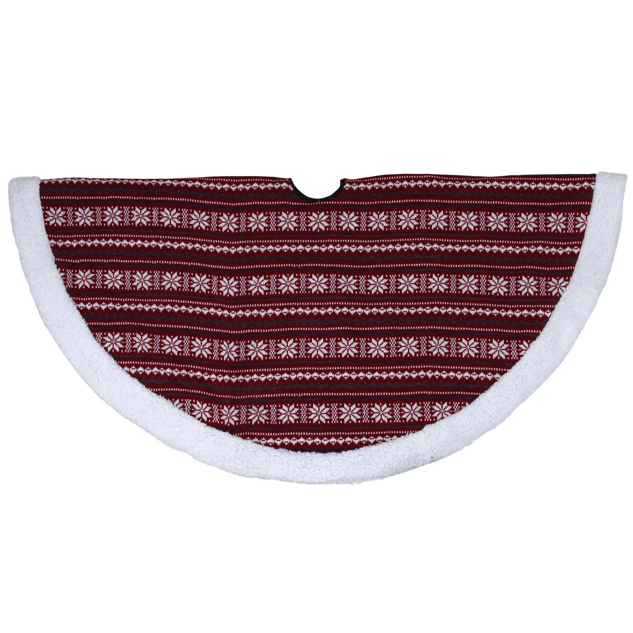 Northlight 48" Red And White Knitted Snowflake Lodge Christmas Tree Skirt 1 Northlight 48" Red And White Knitted Snowflake Lodge Christmas Tree Skirt
