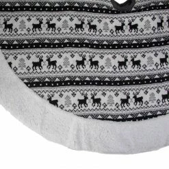 Northlight 48" Black And White Knitted Reindeer Lodge Round Christmas Tree Skirt -Wreaths & Garland shop northlight l27905 1 68698.1588357455