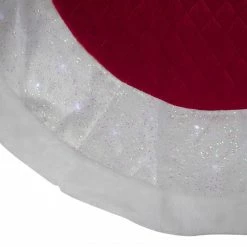 Northlight 48" LED Red Quilted Velvet Iridescent Christmas Tree Skirt With Faux Fur Trim -Wreaths & Garland shop northlight l27907 1 91891.1588369222
