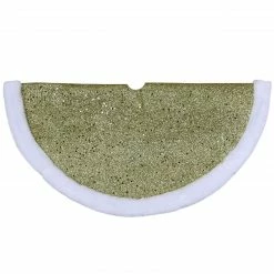 Northlight 20" Gold Glittered Mini Christmas Tree Skirt With Faux Fur Trim