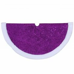 Northlight 20" Purple Glittered Mini Christmas Tree Skirt With Faux Fur Trim