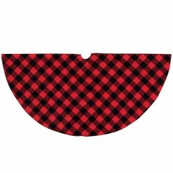Northlight 20" Red And Black Buffalo Plaid Mini Christmas Tree Skirt