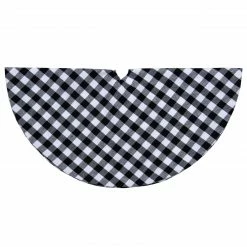 Northlight 20" White And Black Buffalo Plaid Mini Christmas Tree Skirt