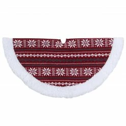 Northlight 20" Gray And Red Snowflakes Lodge Mini Christmas Tree Skirt With Sherpa Trim
