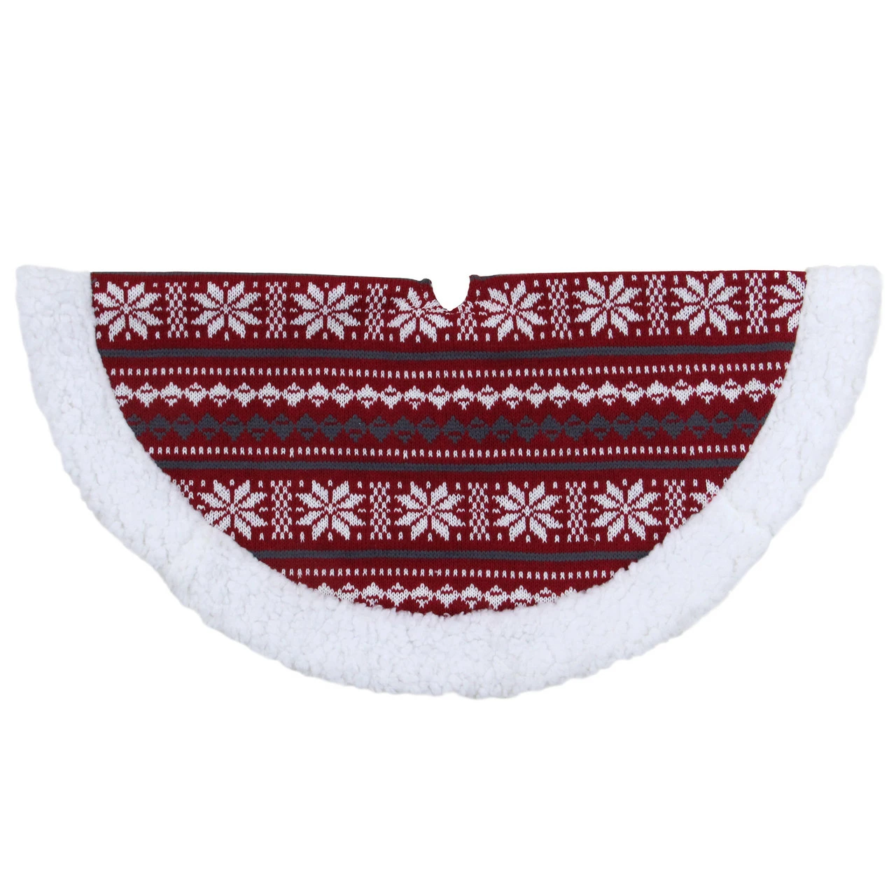 Northlight 20" Gray And Red Snowflakes Lodge Mini Christmas Tree Skirt With Sherpa Trim 1 Northlight 20" Gray And Red Snowflakes Lodge Mini Christmas Tree Skirt With Sherpa Trim