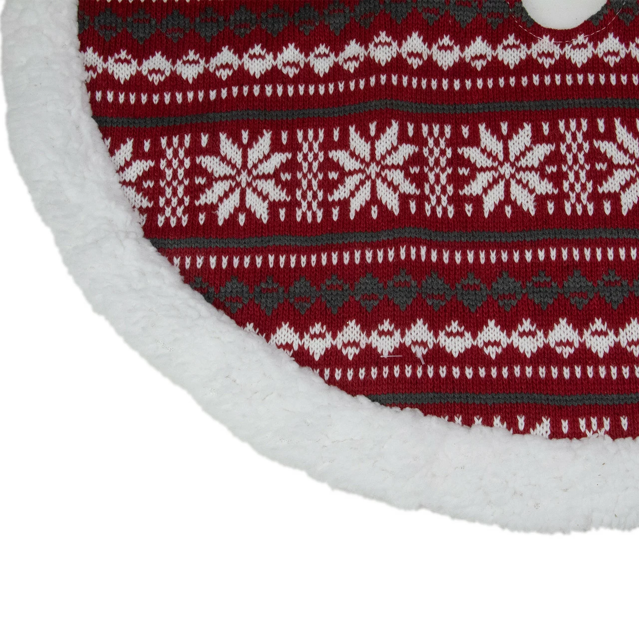 Northlight 20" Gray And Red Snowflakes Lodge Mini Christmas Tree Skirt With Sherpa Trim 2 Northlight 20" Gray And Red Snowflakes Lodge Mini Christmas Tree Skirt With Sherpa Trim - Image 2