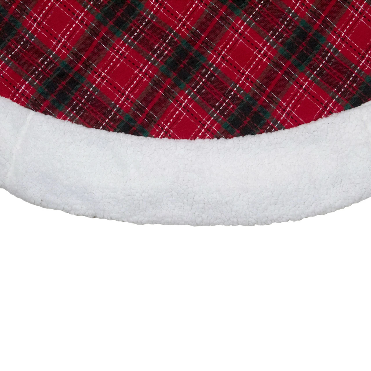 Northlight 60" Red And Green Plaid Christmas Tree Skirt With White Sherpa Trim 3 Northlight 60" Red And Green Plaid Christmas Tree Skirt With White Sherpa Trim - Image 3