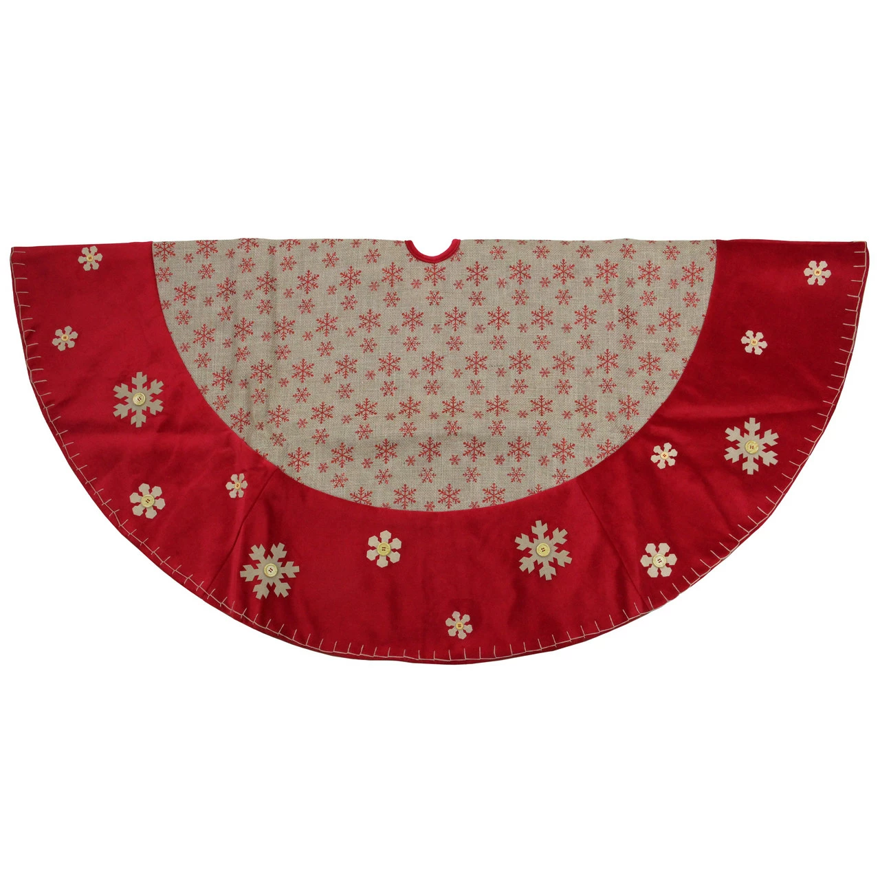 Northlight 60" Burlap Glittered Snowflake Rustic Christmas Tree Skirt With Red Velvet Trim 1 Northlight 60" Burlap Glittered Snowflake Rustic Christmas Tree Skirt With Red Velvet Trim