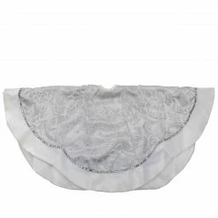 Northlight 48" Silver And White Floral Trimmed Christmas Tree Skirt