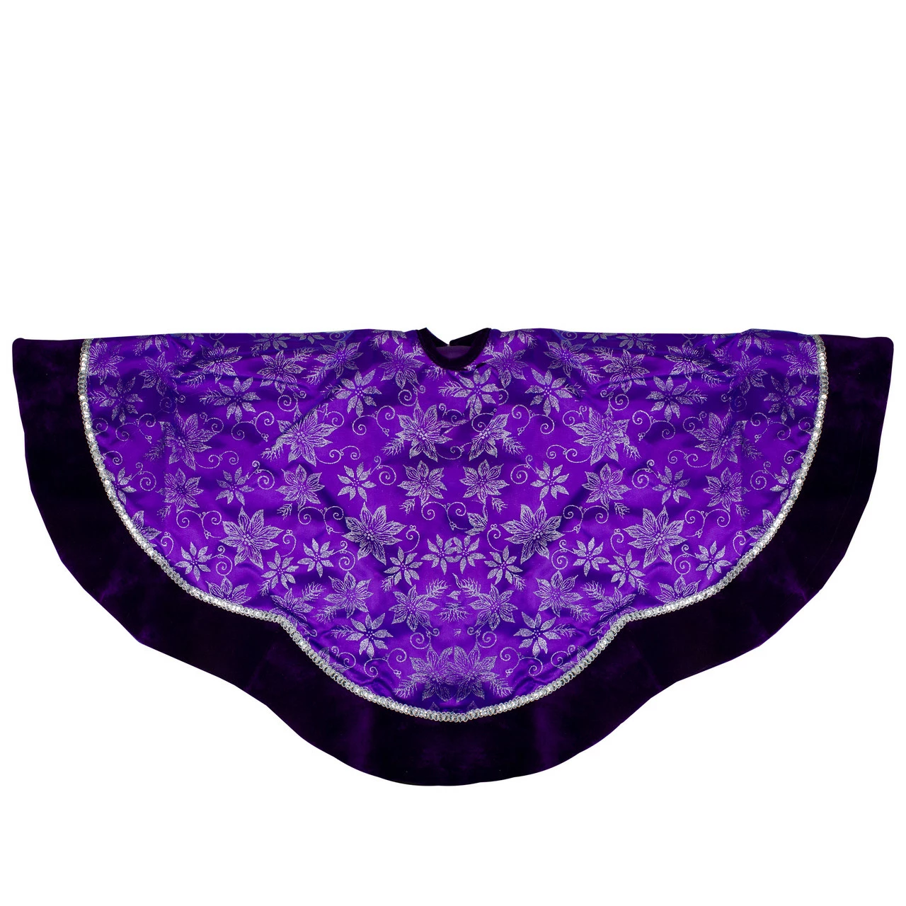 Northlight 48" Purple And Silver Glittered Floral Christmas Tree Skirt 1 Northlight 48" Purple And Silver Glittered Floral Christmas Tree Skirt