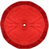 Northlight 48" Red Glittered Swirl Sheer Organza Christmas Tree Skirt With Velvet Trim
