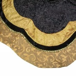 Northlight 48" Black And Gold Velveteen Floral Scallop Christmas Tree Skirt -Wreaths & Garland shop northlight l85474 2 55578.1665610739