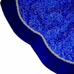 Northlight 48" Royal Blue And Silver Swirl Christmas Tree Skirt With Scalloped Trim -Wreaths & Garland shop northlight l85480 3 65765.1591031676