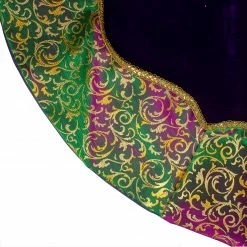 Northlight 48" Purple Velveteen Christmas Tree Skirt With Gold Flourish Two Tone Border -Wreaths & Garland shop northlight l85490 3 27045.1664901057