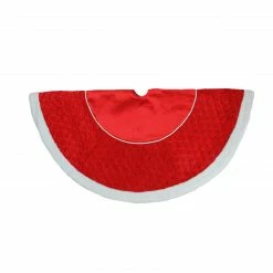 Northlight 48" Red And White Quilted Faux Fur Border Christmas Tree Skirt