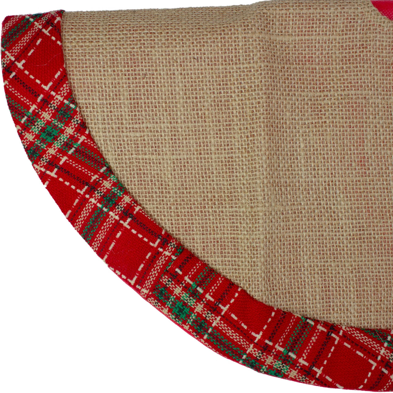 Northlight 20" Rustic Burlap Mini Christmas Tree Skirt With Red Plaid Border 3 Northlight 20" Rustic Burlap Mini Christmas Tree Skirt With Red Plaid Border - Image 3