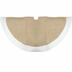 Northlight 20" Beige Burlap Mini Christmas Tree Skirt With Fleece Border
