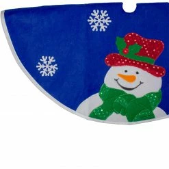 Northlight 20" Blue And White Embroidered Snowman Mini Christmas Tree Skirt -Wreaths & Garland shop northlight l85589 3 95608.1664901047