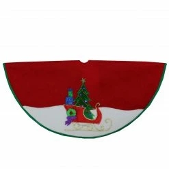 Northlight 20" Red And White Loaded Sleigh In The Snow Mini Christmas Tree Skirt