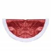 Northlight 20" Red Glittered Mini Christmas Tree Skirt With A Faux Fur Trim