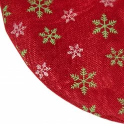 Northlight 20" Metallic Red With Green And White Snowflakes Mini Christmas Tree Skirt -Wreaths & Garland shop northlight l85594 1 94419.1588350658