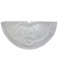 Northlight 48-Inch White Sheer Organza With Faux Fur Trim Christmas Tree Skirt